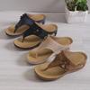 Large Toe Clip Casual Sandals for Women Wearing Thick Soled Floral Beach Flip Flops