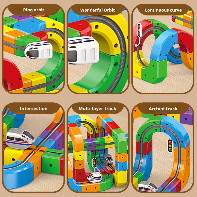 Куб Сделай сам Сборка Железная дорога Игрушки Детская головоломка Электрический поезд Игрушки Интеллектуальные строительные блоки Подарок на день рождения Рождество Рождество