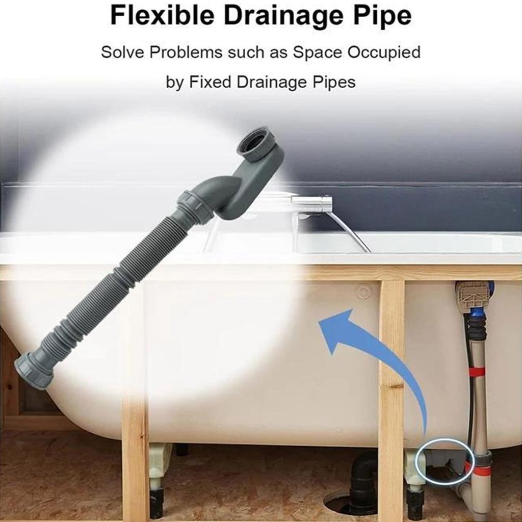 Flexible Bathtub Drain Pipe Easy Installation Trap Space Saving ABS Drain Pipe Bathroom Drain Replacement Simple To Use