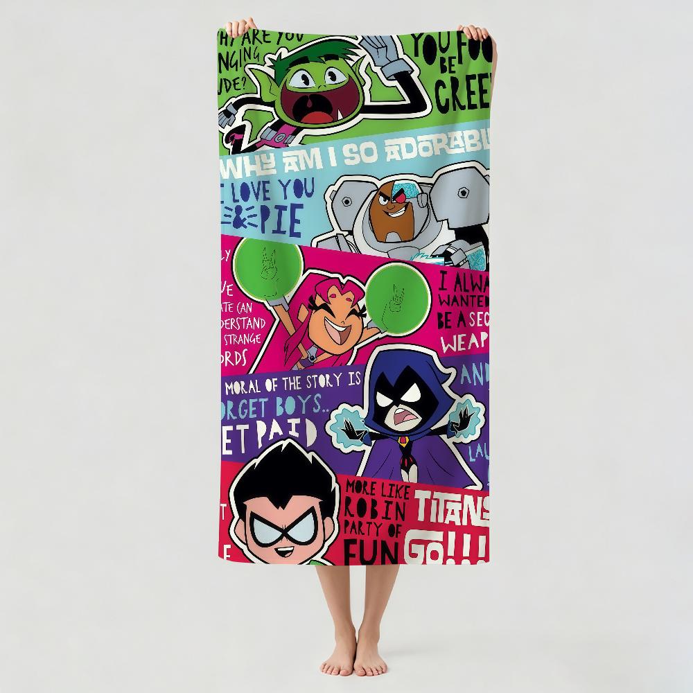 Мультяшное полотенце T-teen T-titans для сушки тела, банное полотенце, подходит для плавания, кемпинга, йоги, пляжа, активного отдыха