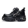 New Dark Punk Style Woman Gothic Flame Carved Vintage Rock Boots Leather Shoes Metal Niche Low Top Platform Shoes