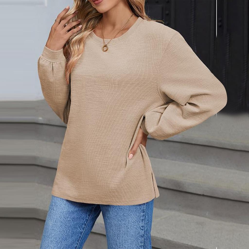 Женские футболки с длинными рукавами, весенняя новинка, женская мода, для отдыха, универсальный свитер для поездок на работу, футболка с круглым вырезом