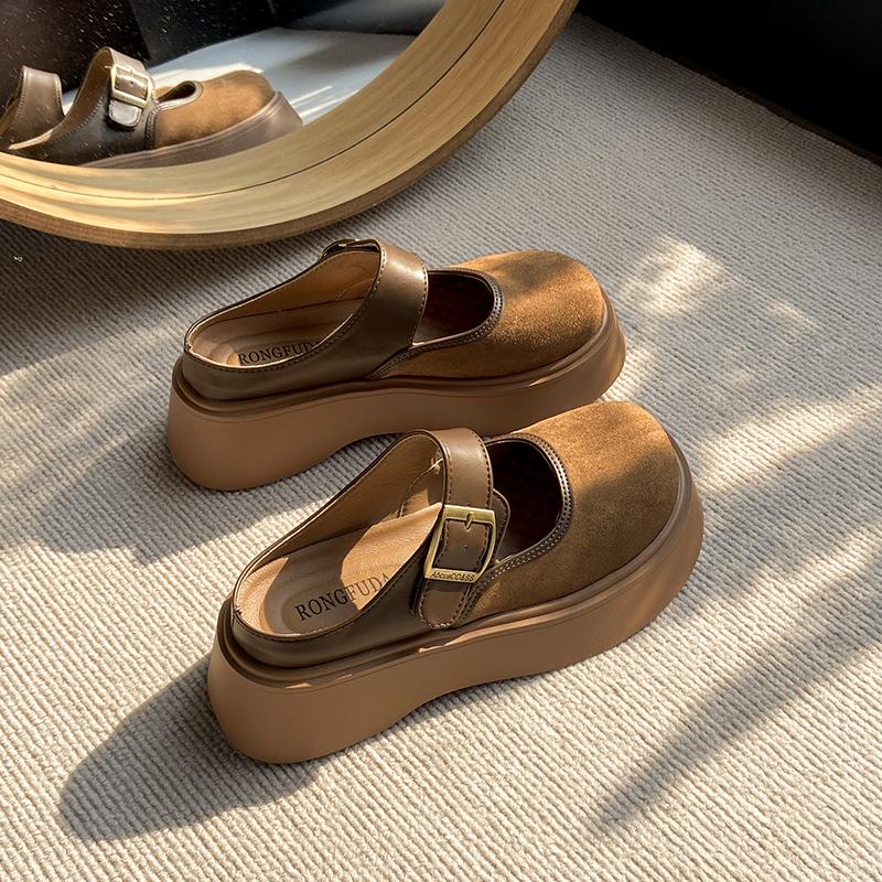 Модные винтажные женские удобные мюли на платформе CRLAYDK с регулируемой пряжкой, шлепанцы слипоны с закрытым носком, повседневная обувь для ходьбы для леди