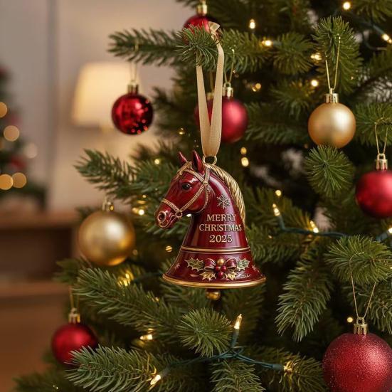 2025 Ручная работа Лошадь Колокольчик Украшение Красный Металл Рождественское Украшение Памятный Подарок для Любителей Конного Спорта