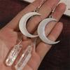 Crescent Moon And Artificial Crystal Dangle Earrings Vintage Elegant Women's Fashion Jewelry for Everyday And Party Wear Gifts