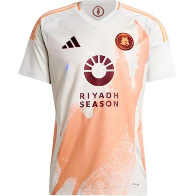 Футболка As Roma 24/25 Away с V-образным вырезом и коротким рукавом с буквенным принтом, мужская футболка, цвет белый, оранжевый IS5405