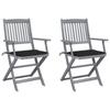 Day and Night - Day and Night Folding Garden Chairs 2 Pcs Cushions Solid Acacia Wood