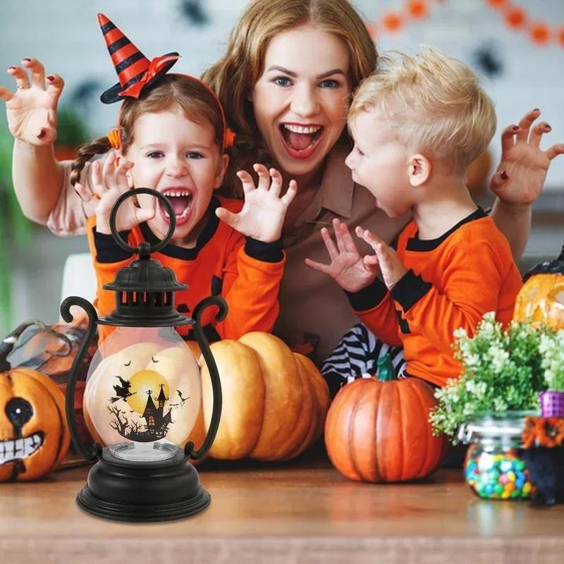 Festival Creative Decor Gifts Retro Kerosene Lamp Halloween Hanging Ornaments Small Oil Lamp Lantern Halloween Crafts Accessory
