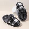 Fashion Plaid Warm Cotton Slippers Women Plush Non Slip Winter Home Shoes Woman Lightweight Soft Sole Unisex Faux Fur Indoor Slippers