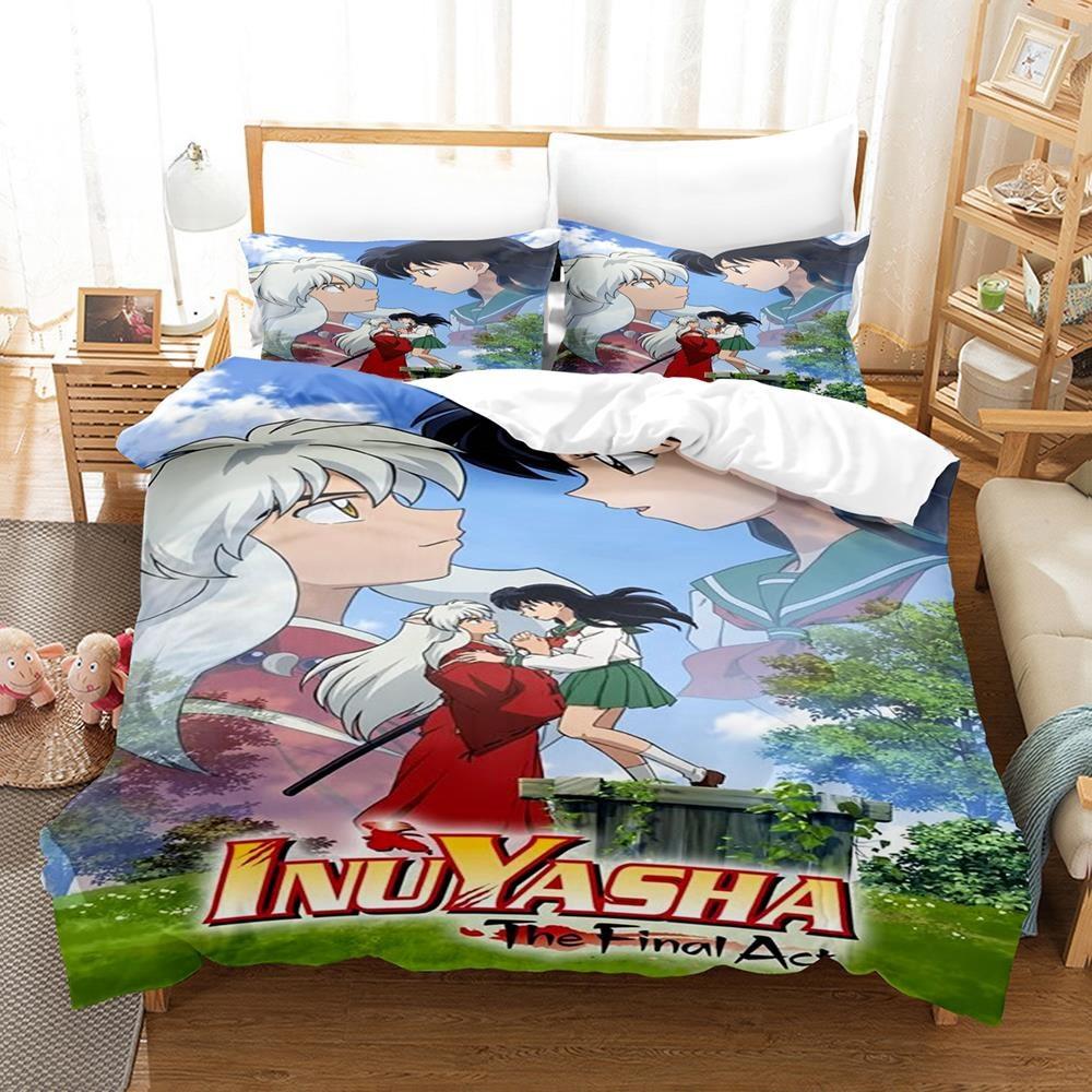 Новый модный комплект постельного белья Inuyasha, односпальная кровать, двуспальная кровать размера «king-size», комплект постельного белья для взрослых и детей, простыни и наволочки с 3D-аниме