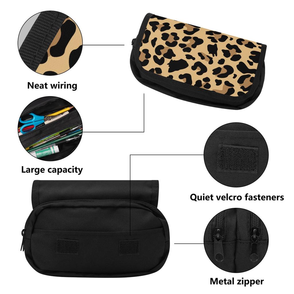 Pencil Pouch Tough 300D Polyester Double Layer Zipper Closure with Dual Compartments for Pens Ruler Eraser Scissors for Students