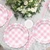 176 PCS Pink and White Gingham Plates and Napkins Light Pink Checkered Disposable Plates Set with Napkins Cups Plastic Spoons F