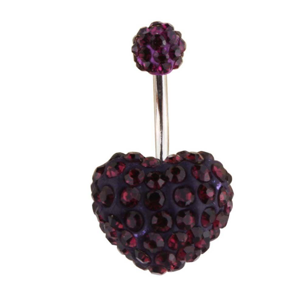 Heart-shaped Crystal Stainless Steel Umbilical Ring Navel Piercing Body Piercing Belly Button Rings