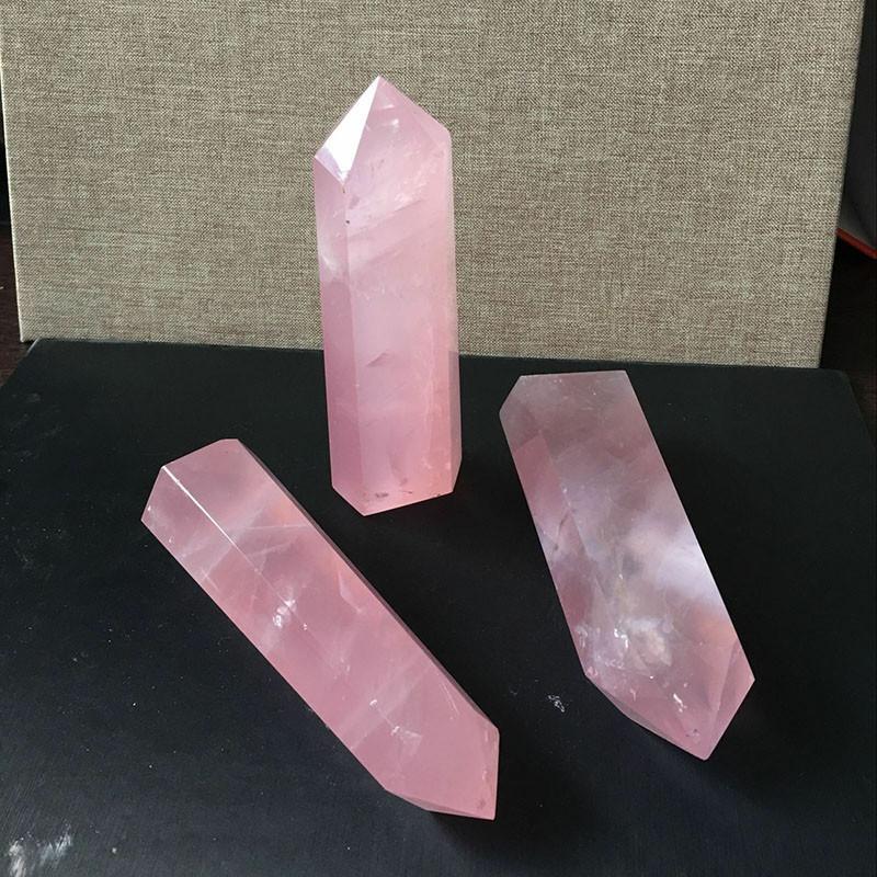 Exquisite Natural Rock Rose Quartz Crystal Point Healing Stone Obelisk Wand For Spiritual Growth