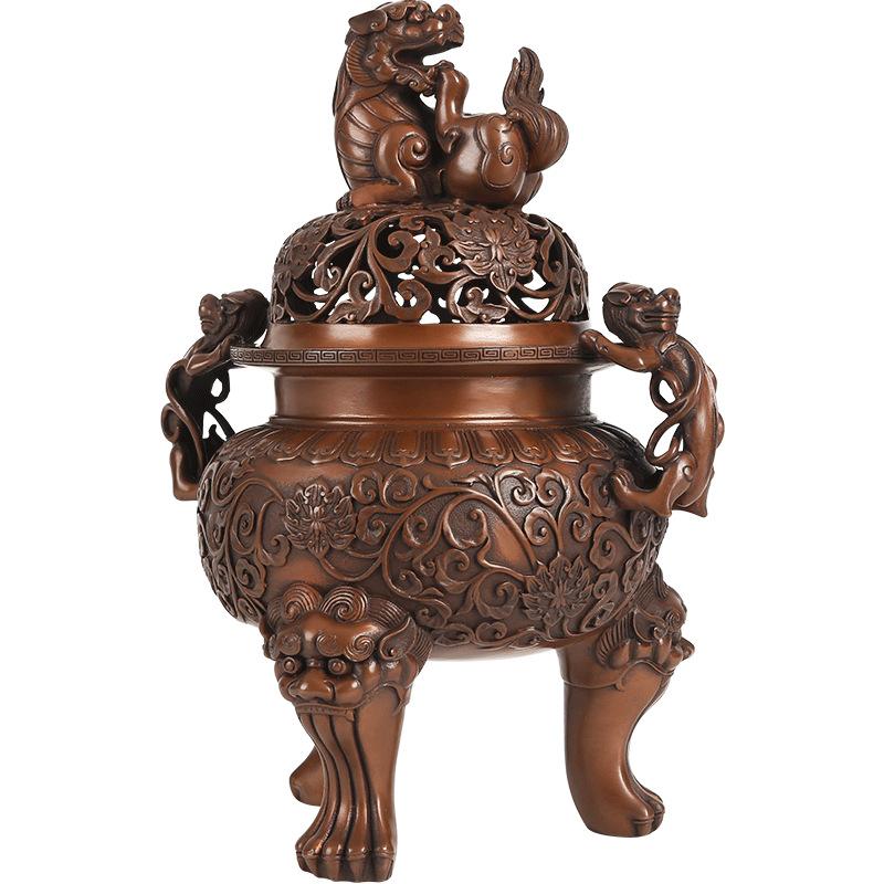 Медный львиный курильница династии Мин, антикварная, Xuande, для использования в помещении, дома
