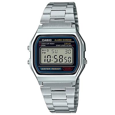 CASIO Цифровые светодиодные мужские часы, Дисплей, Прямоугольный, Календарь, Подсветка, A158WA-1J