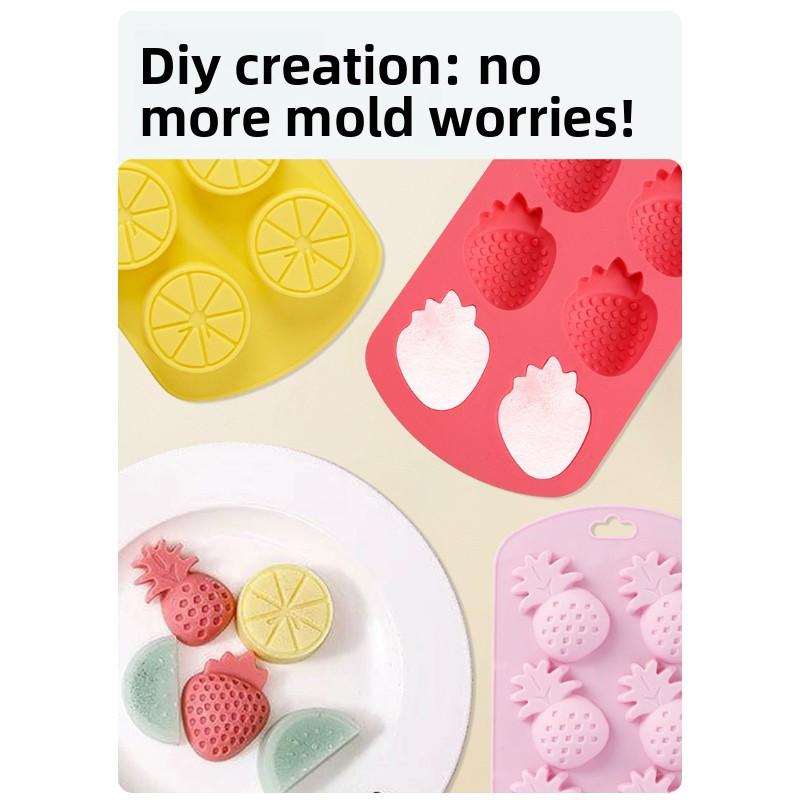 1pc Silicone Ice Mold Fruit Shape Easy Release Durable Tray For Jelly Yogurt Ice Cube Making Cute Household Kitchen Baking Tool