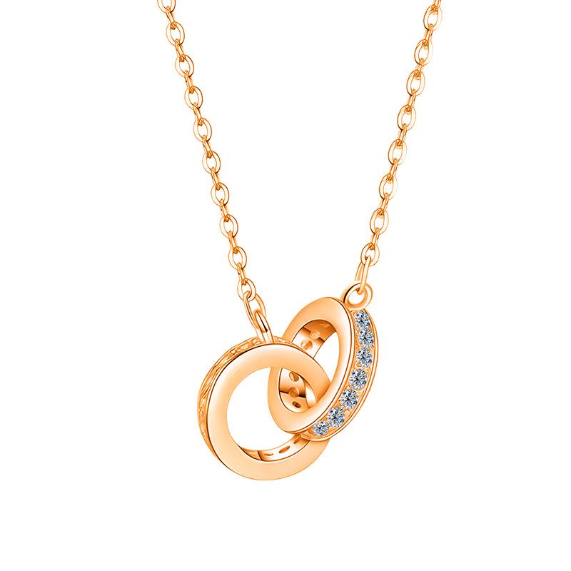 Стильное женское ожерелье с двумя кольцами на ключицу — универсальное, нишевый дизайн, высококачественные серебряные украшения