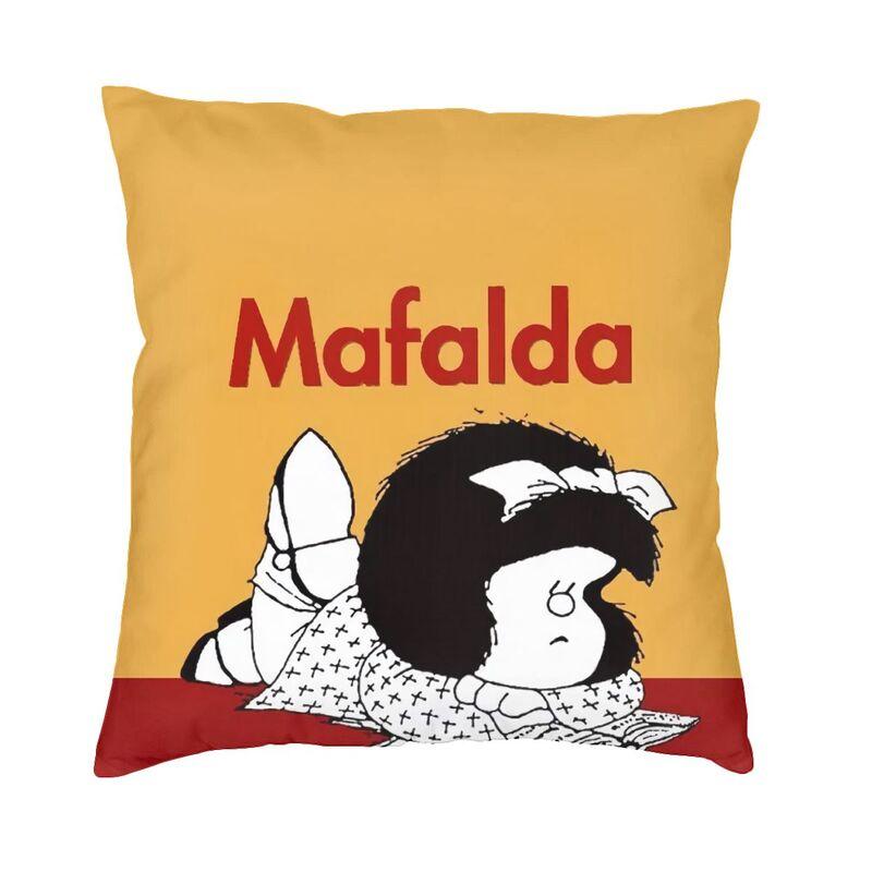 Happy Mafalda Square Pillow Cover Decoration Argentina Manga Quino Comic Cushion Cover Throw Pillow Sofa Doublesided Printing