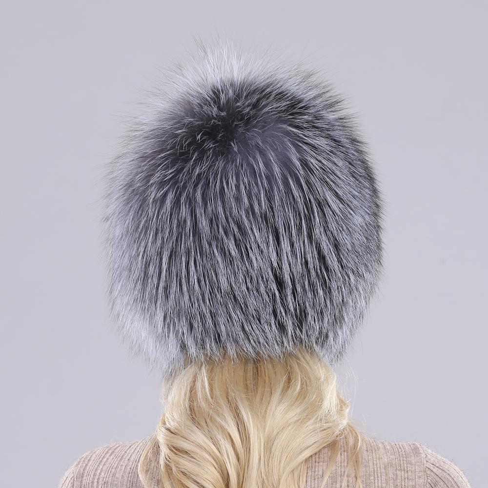 Русская женская зимняя шапка из 100% натурального лисьего меха, вязаная роскошная эластичная теплая шапка из 100% натурального лисьего меха, женская уличная согревающая меховая шапка