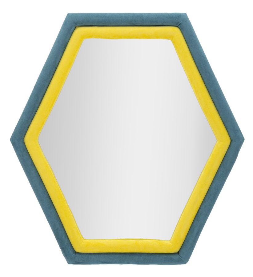 Wall Mirror Tony Blue Yellow Velvet Cm 75X4X80
