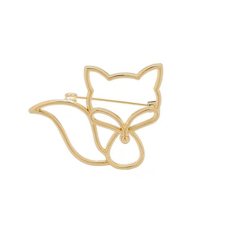 Золотая ажурная брошь-лиса: Элегантная, высококачественная женская брошь и изысканная бижутерия-корсаж