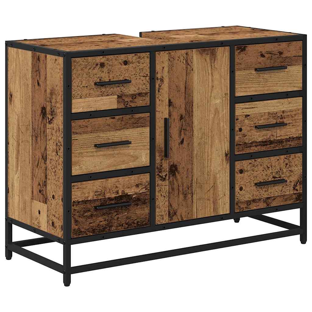 Bathroom Furniture Set with Drawers 3 pcs Reclaimed Wood Effect Particleboard