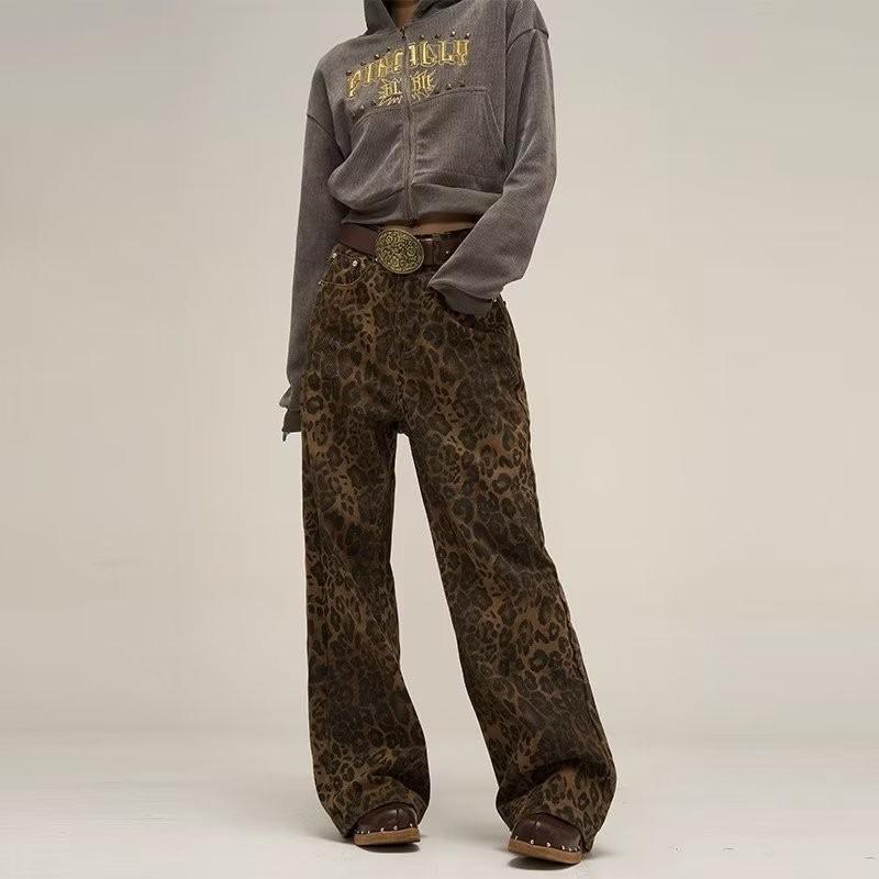 Джинсы женские Design Sense Trendy Old Washed Loose Straight Wide Leg Trousers