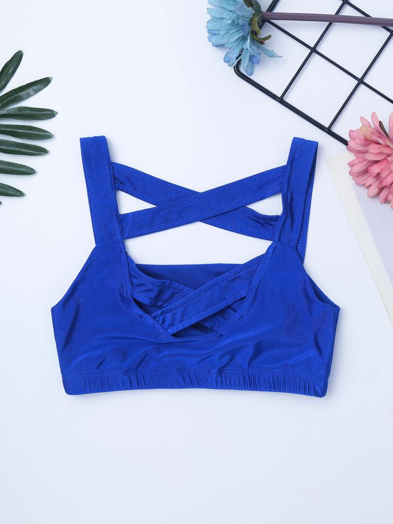 Детский комплект из 2 предметов для девочек, спортивные шорты, укороченные топы с шортами, спортивный костюм, балетная гимнастическая одежда