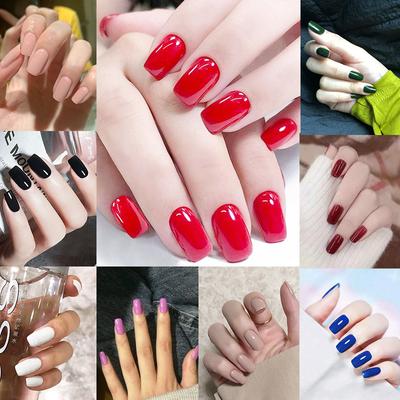 24 шт. разноцветная коллекция, однотонные накладные ногти с квадратной головкой, в штучной упаковке, дизайн ногтей «сделай сам», готовые накладные ногти для новобрачных