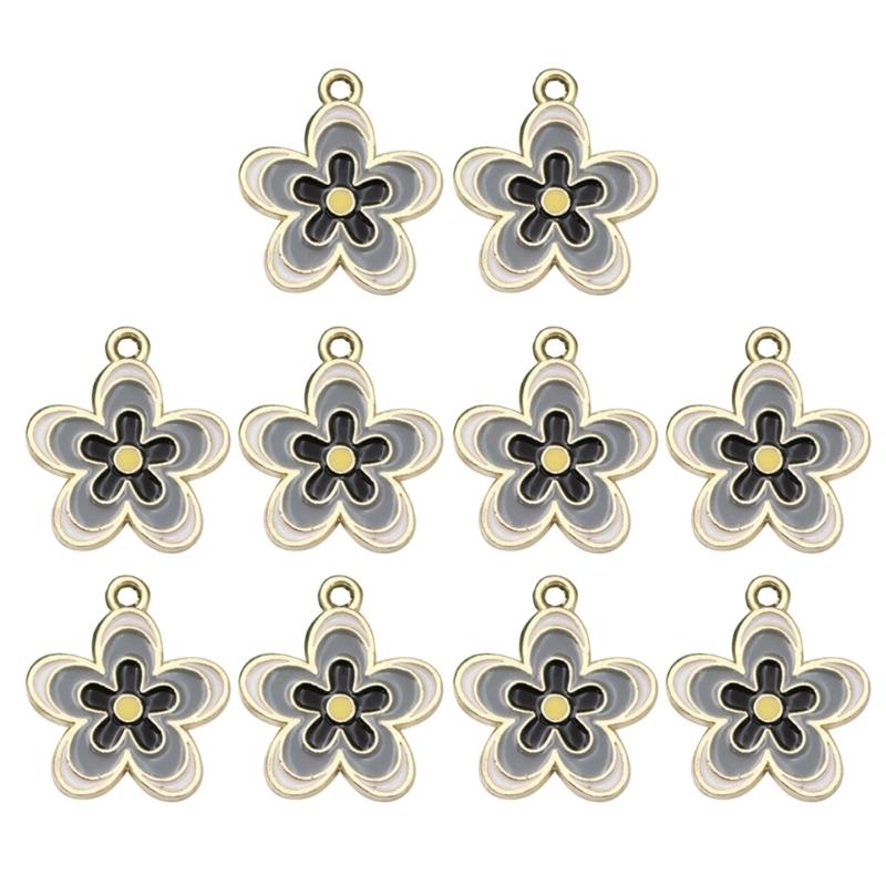 10 Pcs Colorful Flower Pendants Five Petal Flower Charm Jewelry DIY Accessories for DIY Necklace Bracelet Jewelry