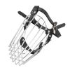 Dog Muzzle Stainless Steel Basket Leather Strap Breathable Prevent Biting Adjustable Muzzle for
