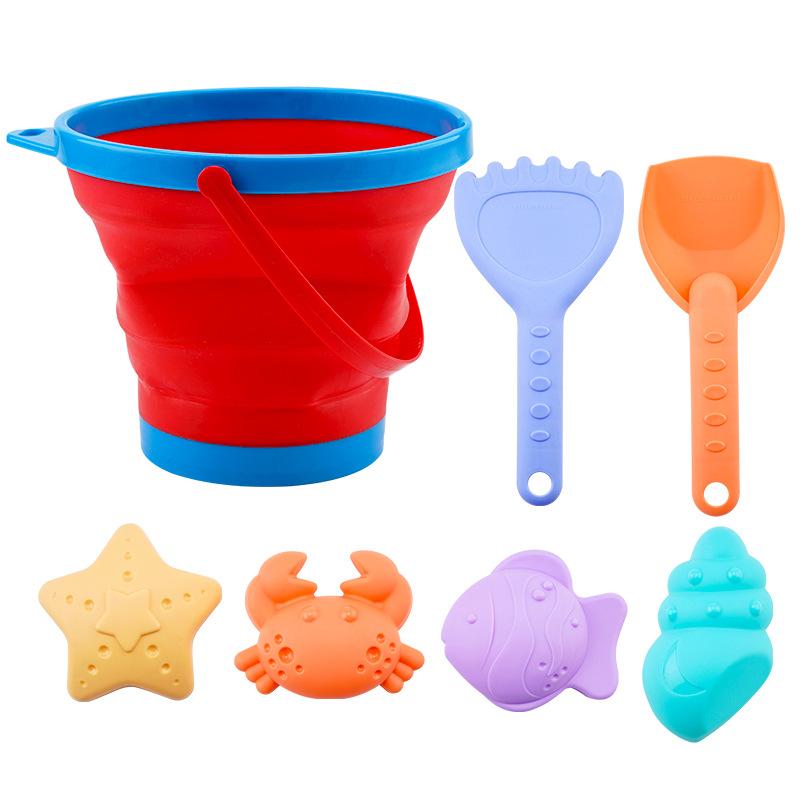 Summer Outdoor Beach Water Play Sand Can Be Folded Beach Bucket Beach Children Toys Sand Digging Shovel Set