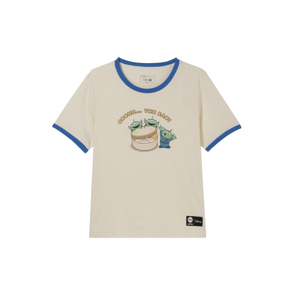 adidas Футболка Neo X Disney Alien с принтом Pixar Three-Eyed Alien и цветными блоками, женские топы Off-White IP9383