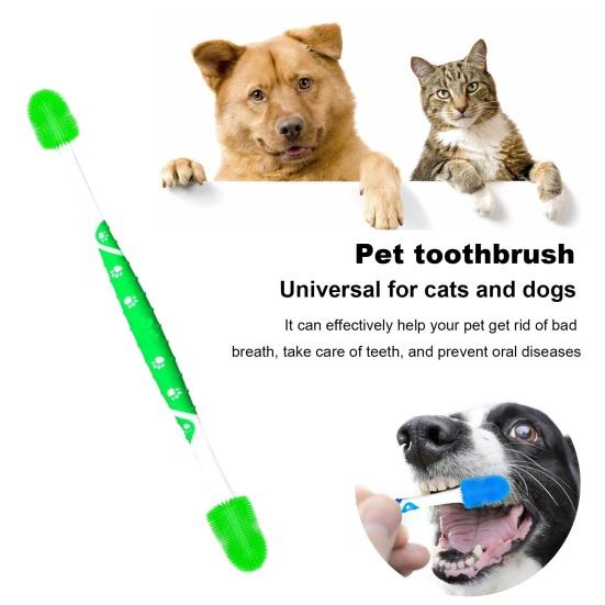 Зубная щетка для домашних животных, супермягкая силиконовая щетина, зубная щетка для чистки полости рта, двусторонняя зубная щетка для кошек
