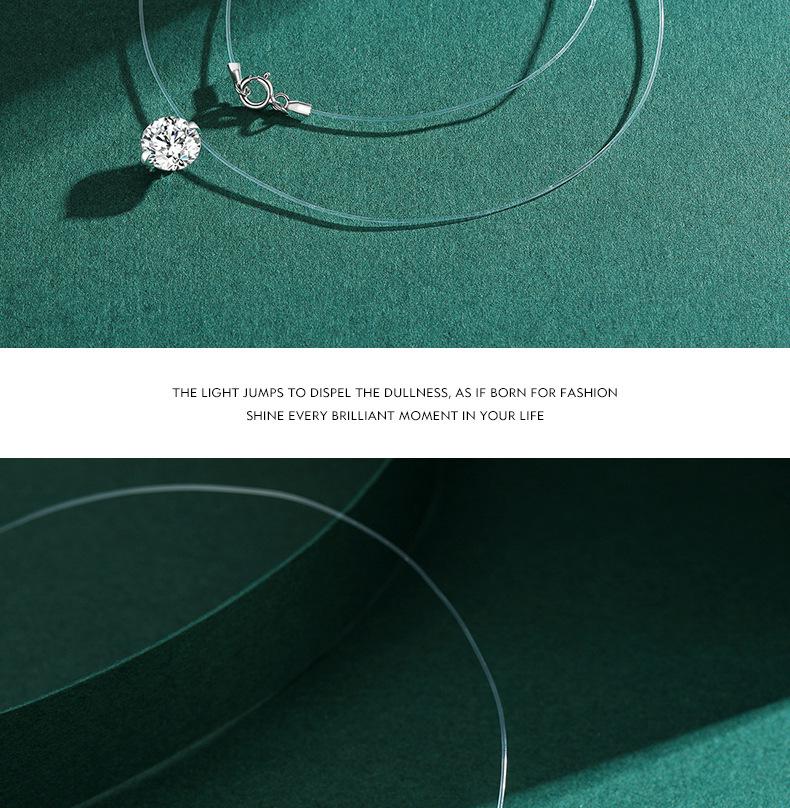 Modian S925 Sterling Silver Transparent Diamond Necklace - Simple Japanese Sweet Girl Clavicle Chain