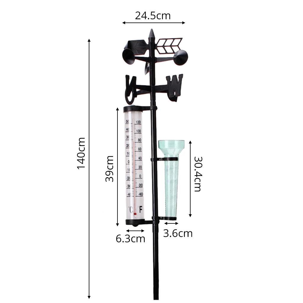 Kit Rain Thermometers Weathervane, 3 in 1 Meteorological Observation Device