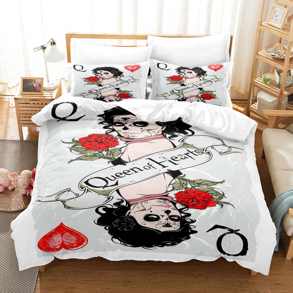 Vintage Pop Goth Reaper Skull Punk Rock Bedding Digital Printing Polyester Cotton Three-Piece Set