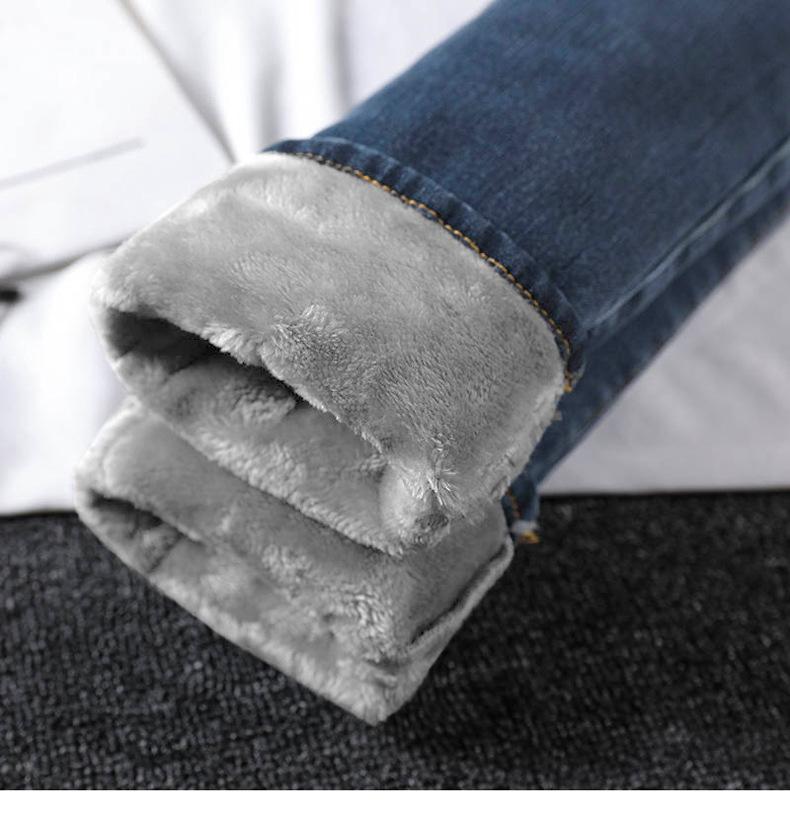 Зима-осень-зима плюс бархатные утепленные эластичные брюки с высокой талией больших размеров женские брюки-карандаш джинсы джинсовые укороченные брюки