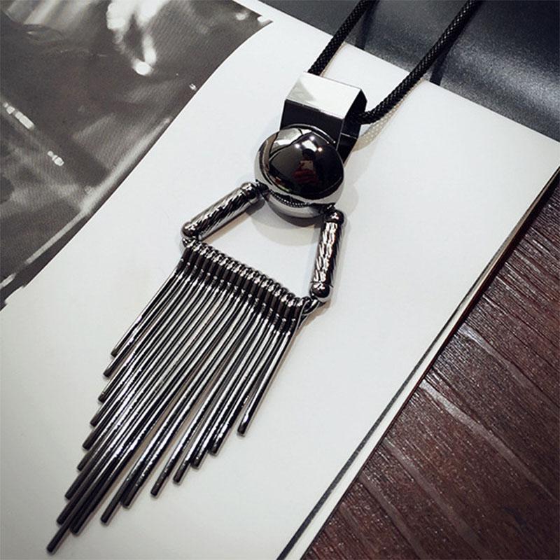 1 Pc Unisex Women Men Fashion Tassel Long Chain Personality Exaggerated Pendant Sweater Necklace