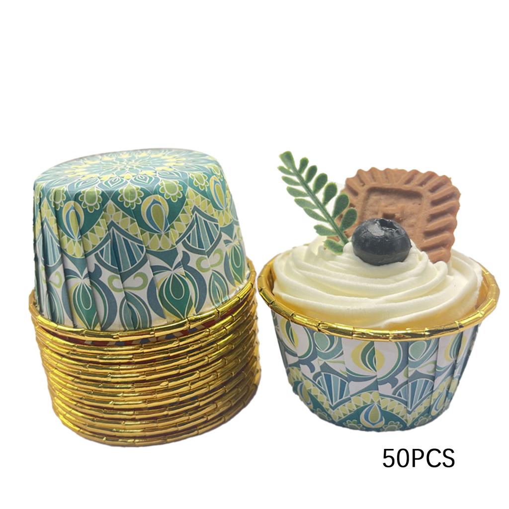 50 шт. формочек для кексов с богемным принтом, алюминиевая фольга, термостойкие формочки для выпечки, одноразовые формы для торта для домашней кухни