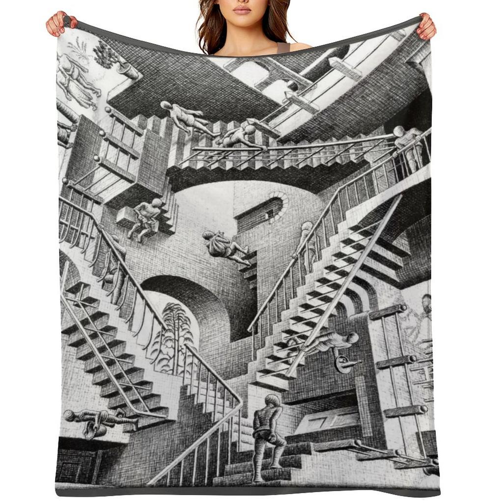 Escher Staircases Throw Blanket Flannels Single For Sofa Thin Soft Beds Blankets