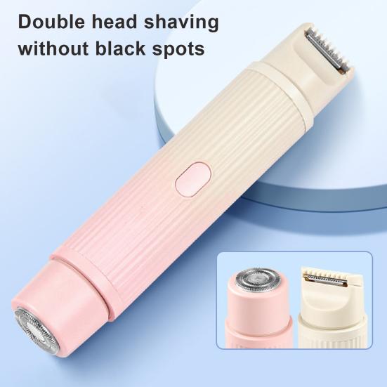 Женская электробритва с двумя головками, USB-перезаряжаемая, водонепроницаемая, портативная, для лица, тела, зоны бикини, рук, ног, эпилятор, бритва, триммер