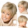 Light Blonde Boy Cut Short Pixie Straight Cosplay Full Wig For White Women
