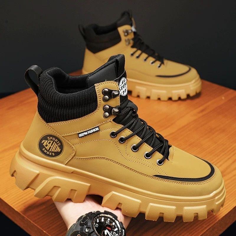 Осенняя мужская обувь высокие ботинки Martin мужские рабочие ботинки модные универсальные ботинки на платформе в британском стиле ретро альпинистские короткие ботинки