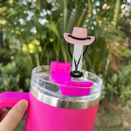 4 шт., соломенный чехол в форме ковбойской шляпы, силиконовый соломенный топпер, многоразовая соломенная крышка, стакан, аксессуары для домашнего бара, вечеринки