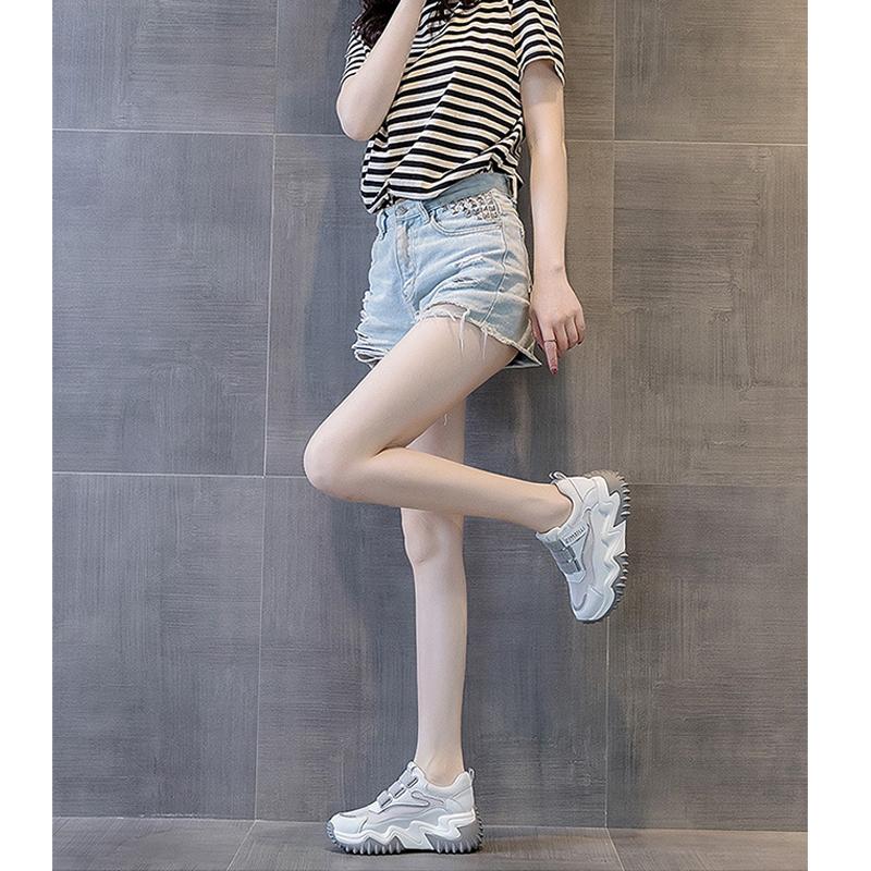 Весенне-летняя обувь, женские модные кроссовки, обувь из натуральной кожи, увеличивающая рост на 8 см, женская сетчатая брендовая белая обувь