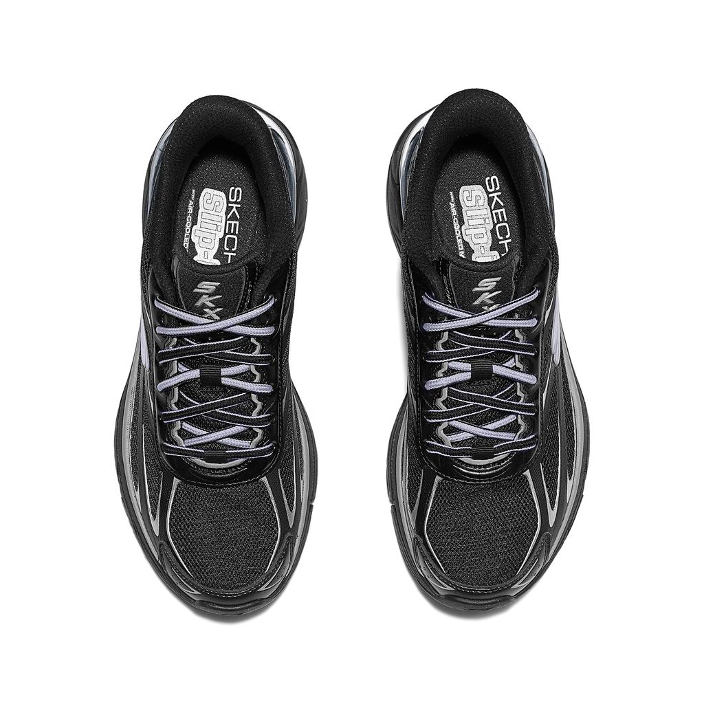 Skechers Silver Wing Shoes Abrasion Resistant, Breathable, Lightweight Low top Casual Shoes Women's Black Silver 150714-BKSL