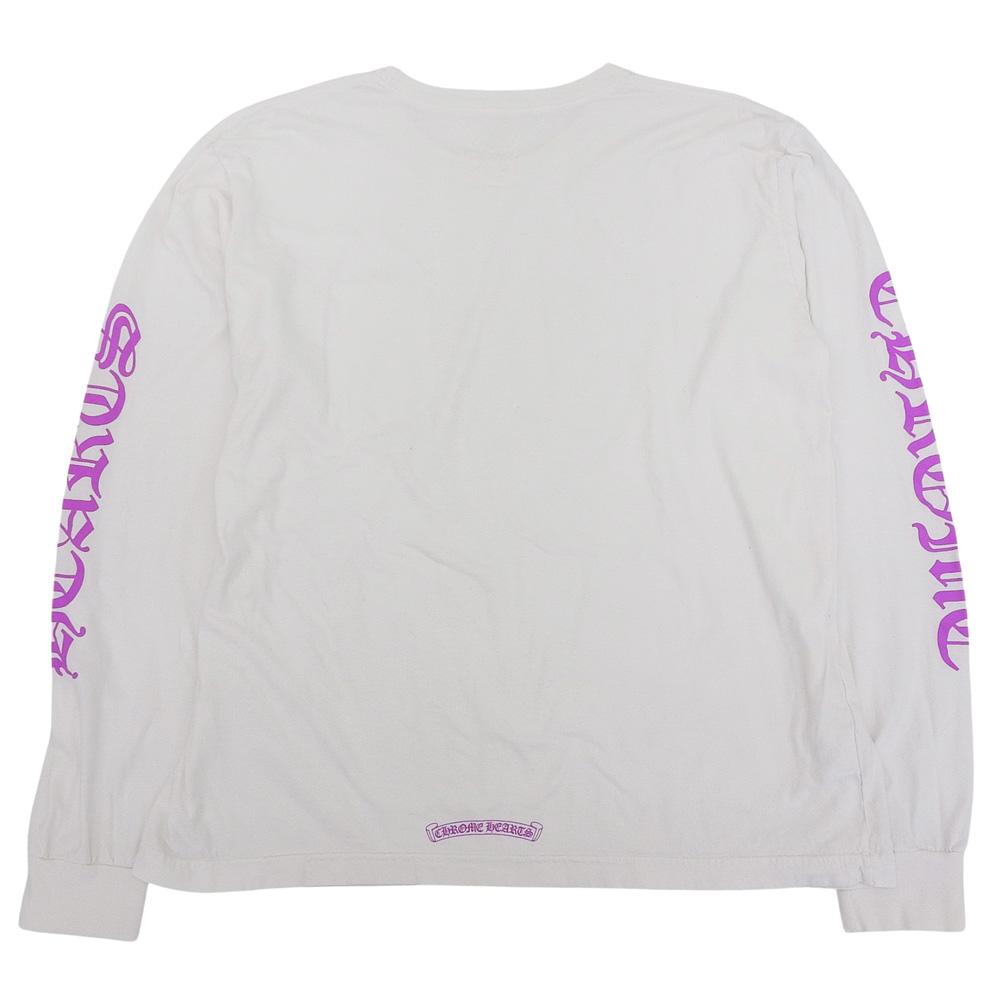 CHROME HEARTS Мужская белая футболка с длинным рукавом с ЛОГОТИПОМ НА ШЕЕ и НАГРУДНЫМ КАРМАНОМ, размер XL, топы XL белыйПодержанный