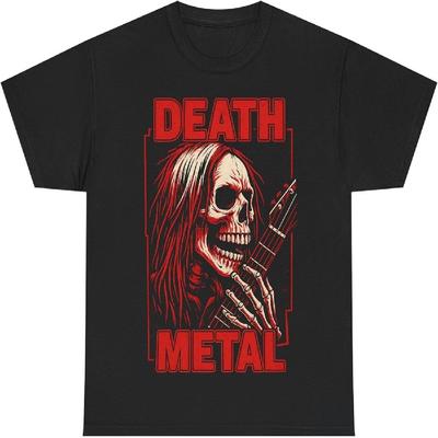 Футболка Скелет Гитарист Death Metal - Мрачная Графическая Футболка Heavy Metal